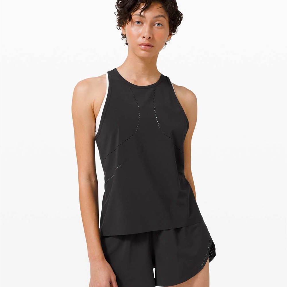 lululemon athletica Black Tank Top with White Trim